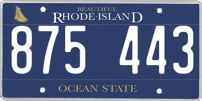 RI license plate 875443