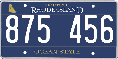 RI license plate 875456