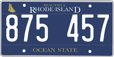 RI license plate 875457