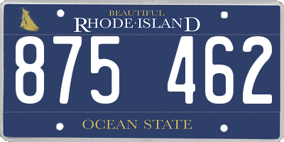 RI license plate 875462