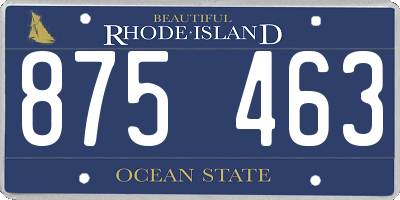 RI license plate 875463