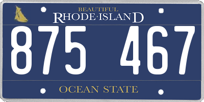 RI license plate 875467