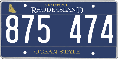 RI license plate 875474