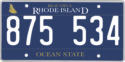 RI license plate 875534