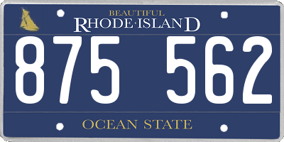 RI license plate 875562