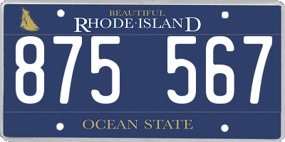 RI license plate 875567