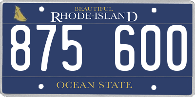 RI license plate 875600