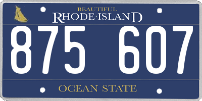 RI license plate 875607