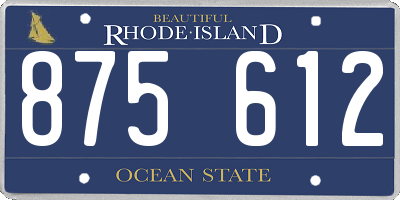 RI license plate 875612