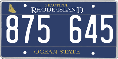 RI license plate 875645