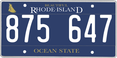 RI license plate 875647