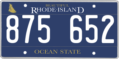 RI license plate 875652