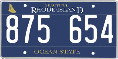 RI license plate 875654
