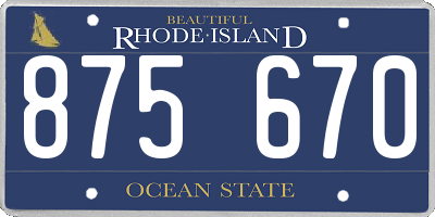 RI license plate 875670