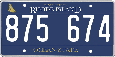 RI license plate 875674