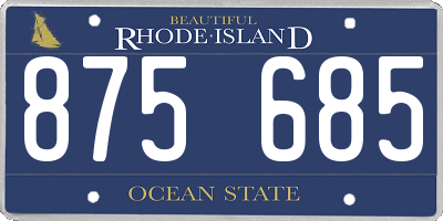 RI license plate 875685