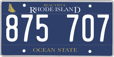 RI license plate 875707