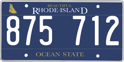 RI license plate 875712