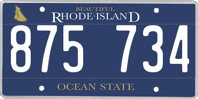 RI license plate 875734