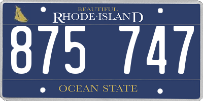 RI license plate 875747