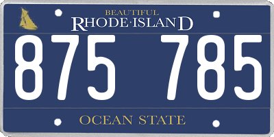 RI license plate 875785