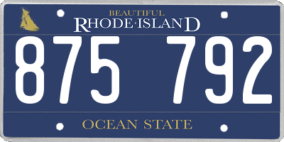 RI license plate 875792