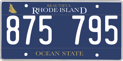 RI license plate 875795