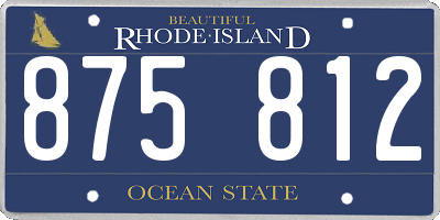 RI license plate 875812