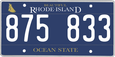 RI license plate 875833