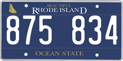 RI license plate 875834