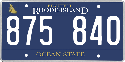 RI license plate 875840
