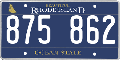 RI license plate 875862