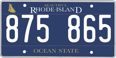 RI license plate 875865
