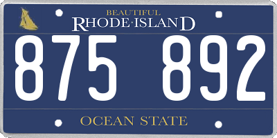 RI license plate 875892