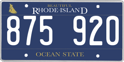 RI license plate 875920