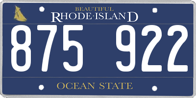 RI license plate 875922