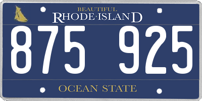 RI license plate 875925