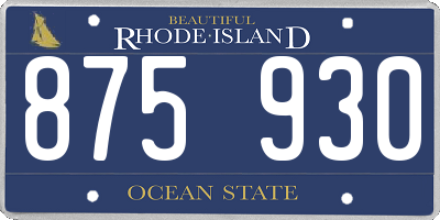 RI license plate 875930