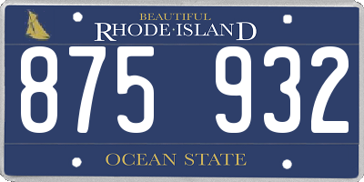 RI license plate 875932