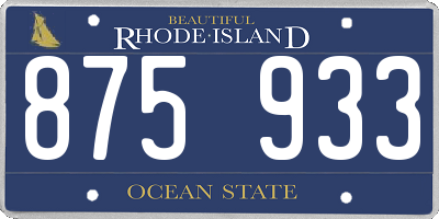 RI license plate 875933