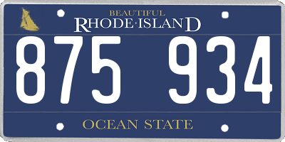RI license plate 875934