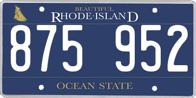 RI license plate 875952