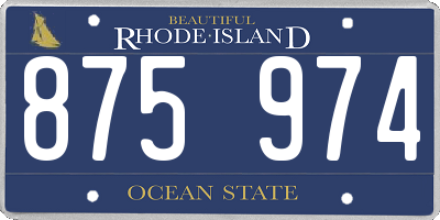 RI license plate 875974