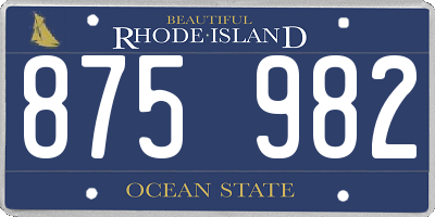 RI license plate 875982