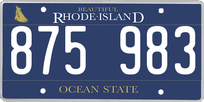 RI license plate 875983