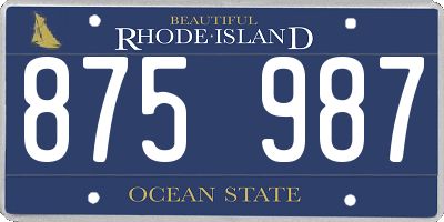 RI license plate 875987