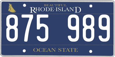 RI license plate 875989