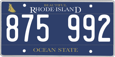 RI license plate 875992