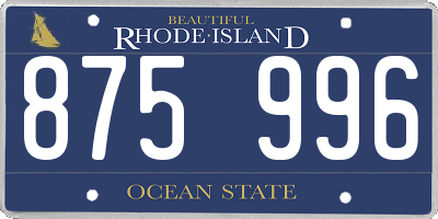 RI license plate 875996