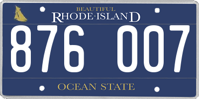 RI license plate 876007